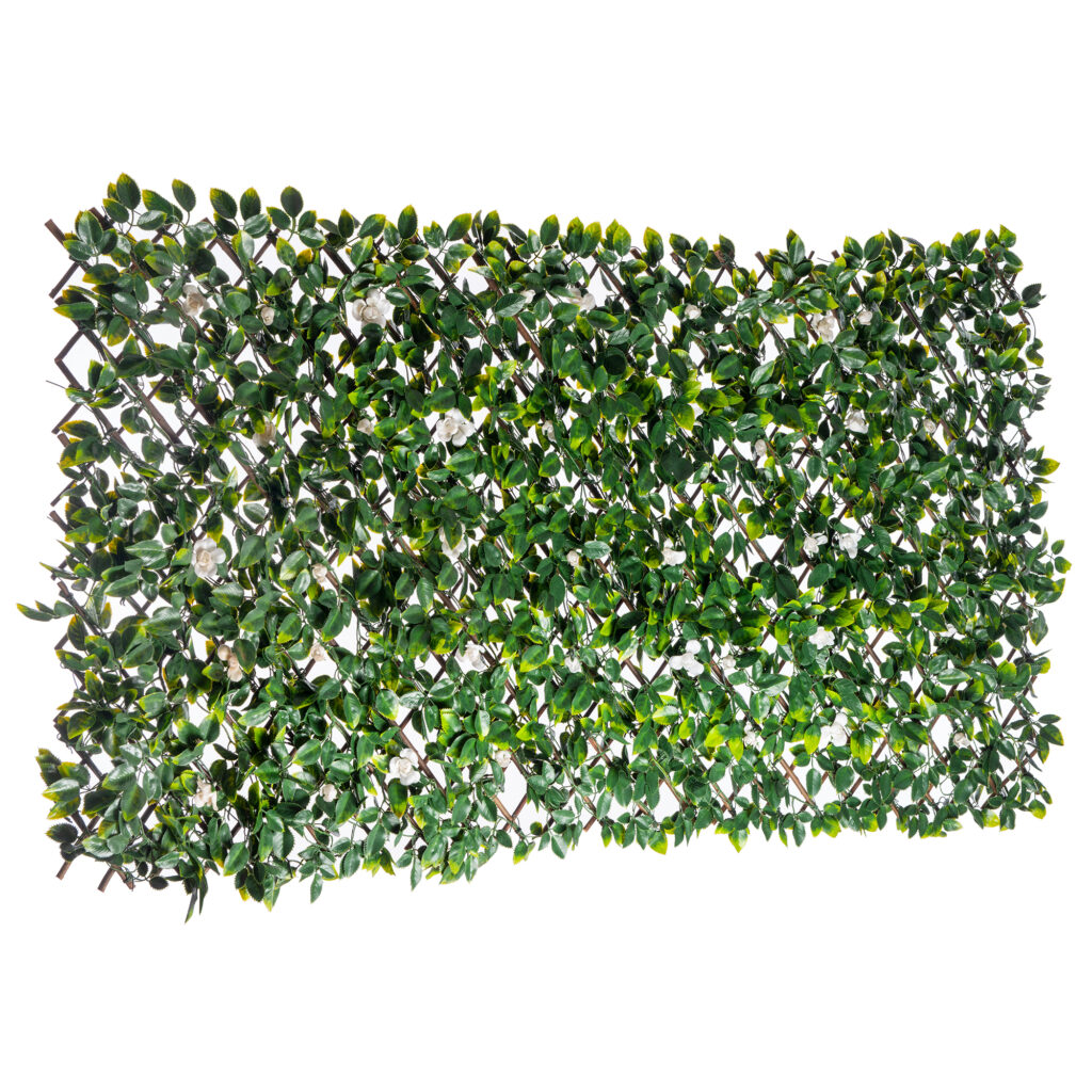Willow Expandable Trellis 36"X72" White Rose Leaves