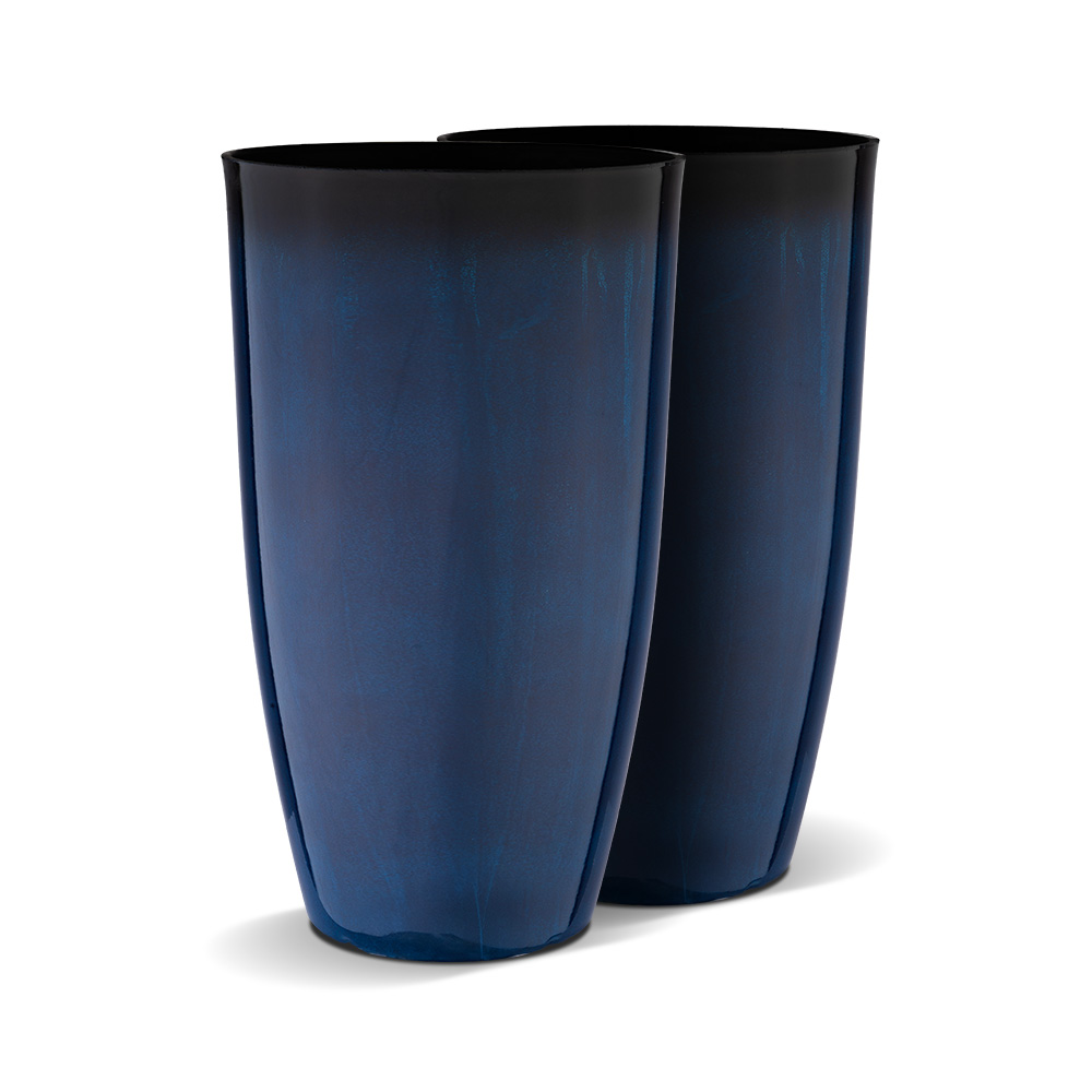 Round Planter Tall Dark Blue 12" x 21"