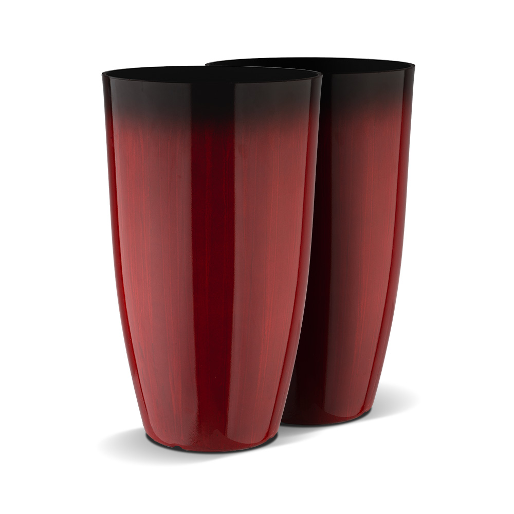 Round Planter Tall Dark Red 12" x 21"