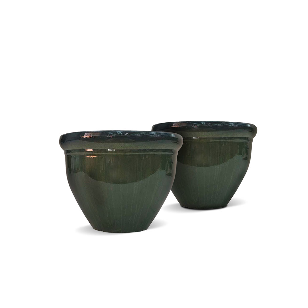 Round Planter Dark Green 10" x 8"