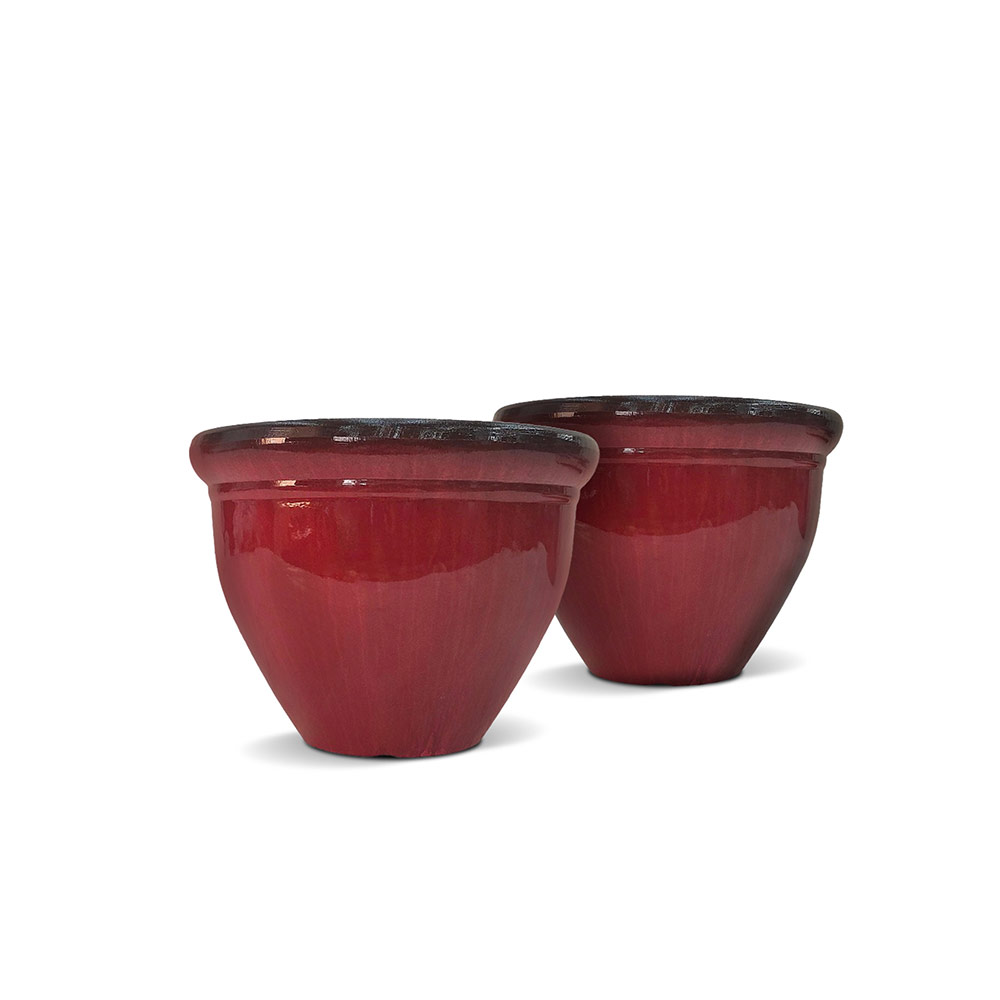 Round Planter Dark Red 10" x 8"