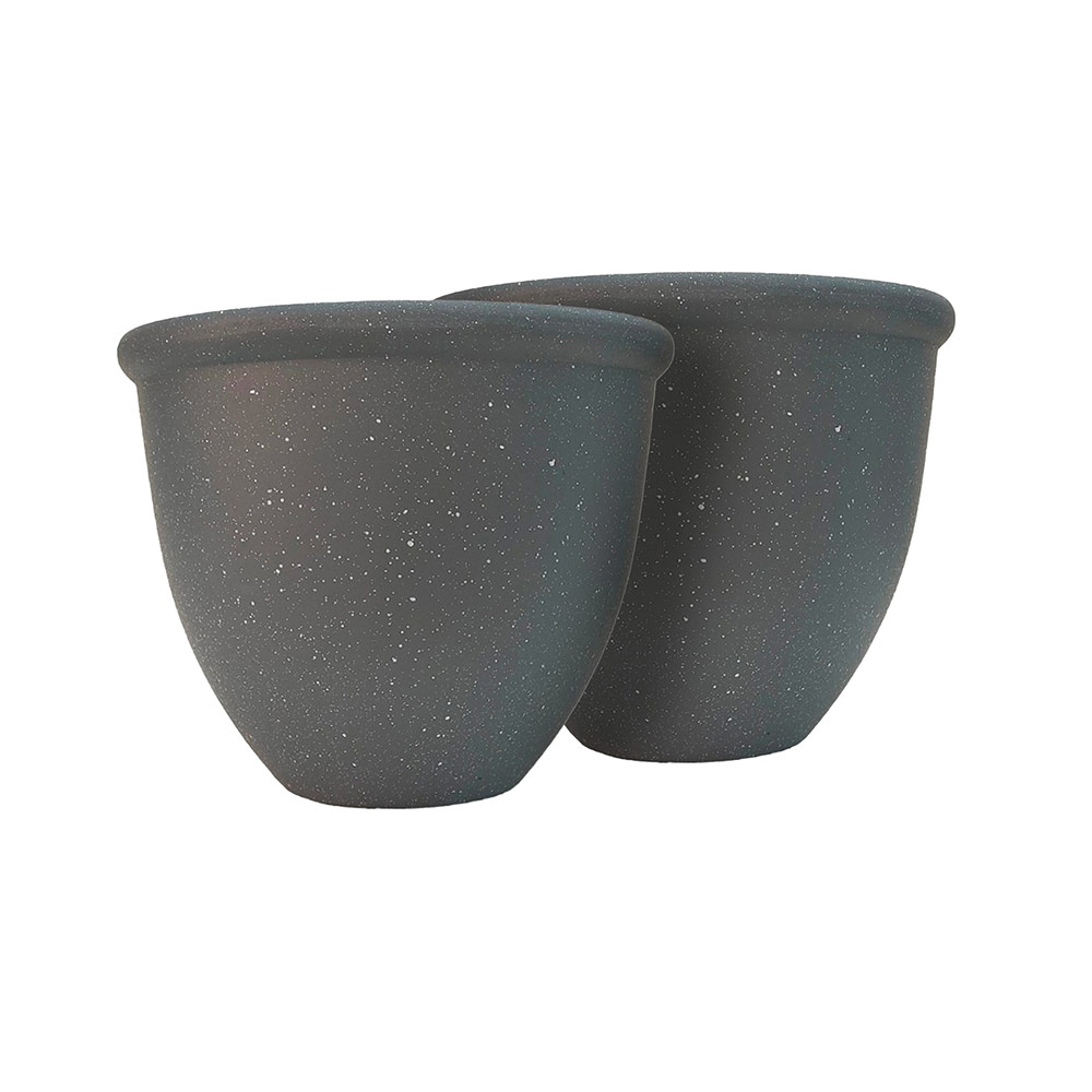 Round Planter Gray Stone 12" x 9"