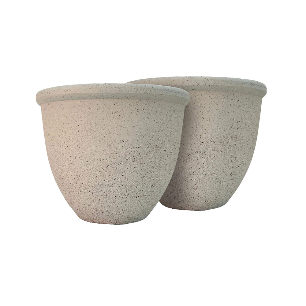 Round Planter Beige Stone 12" x 9"