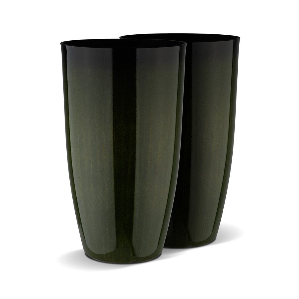 Round Planter Tall Dark Green 12" x 21"