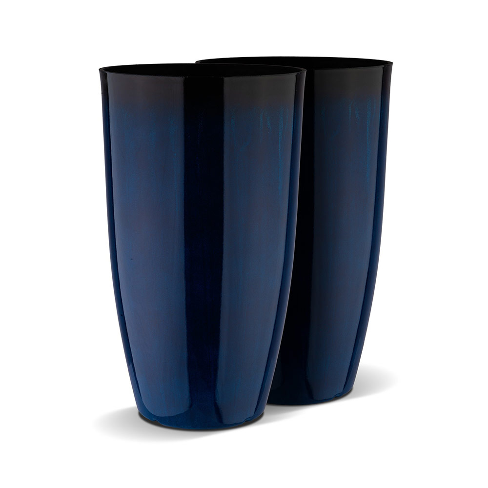 Round Planter Tall Dark Blue 12" x 21"