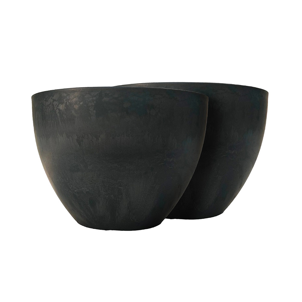 Round Planter Black Stone 11" x 8"