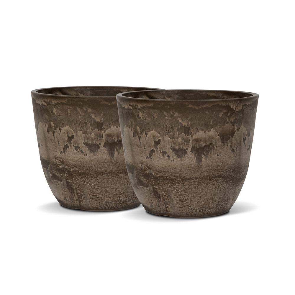 Round Planter Brown Stone 12" x 9"