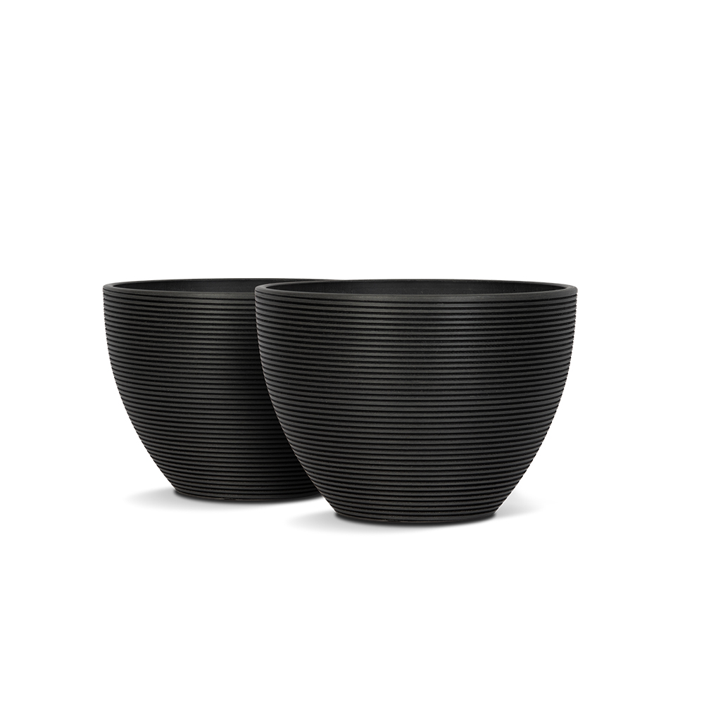 Round Planter Black 12"X 8"