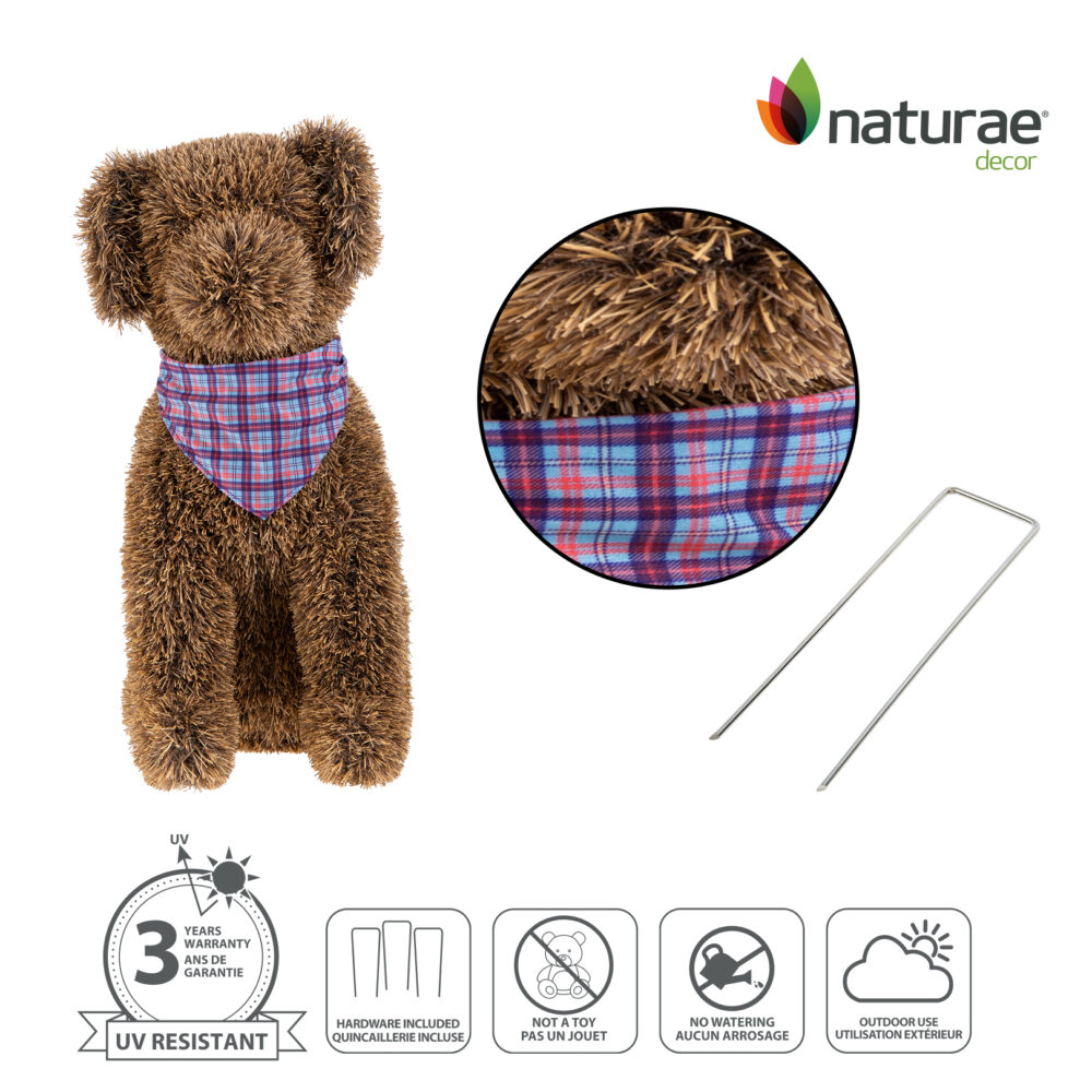 Topiaire de Jardin Naturae Decor chien assis avec fourlard - topiaire en pelouse artificielle pour jardin- 19 po – Image 3