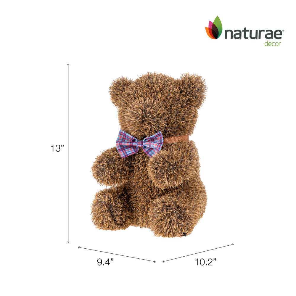 Topiaire de Jardin Naturae Decor ours brun avec nœud papillon - topiaire en pelouse artificielle pour jardin- 13 po – Image 3