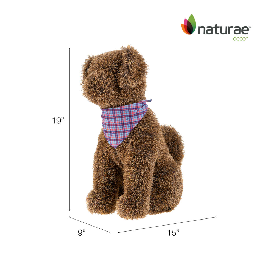 Topiaire de Jardin Naturae Decor chien assis avec fourlard - topiaire en pelouse artificielle pour jardin- 19 po – Image 2
