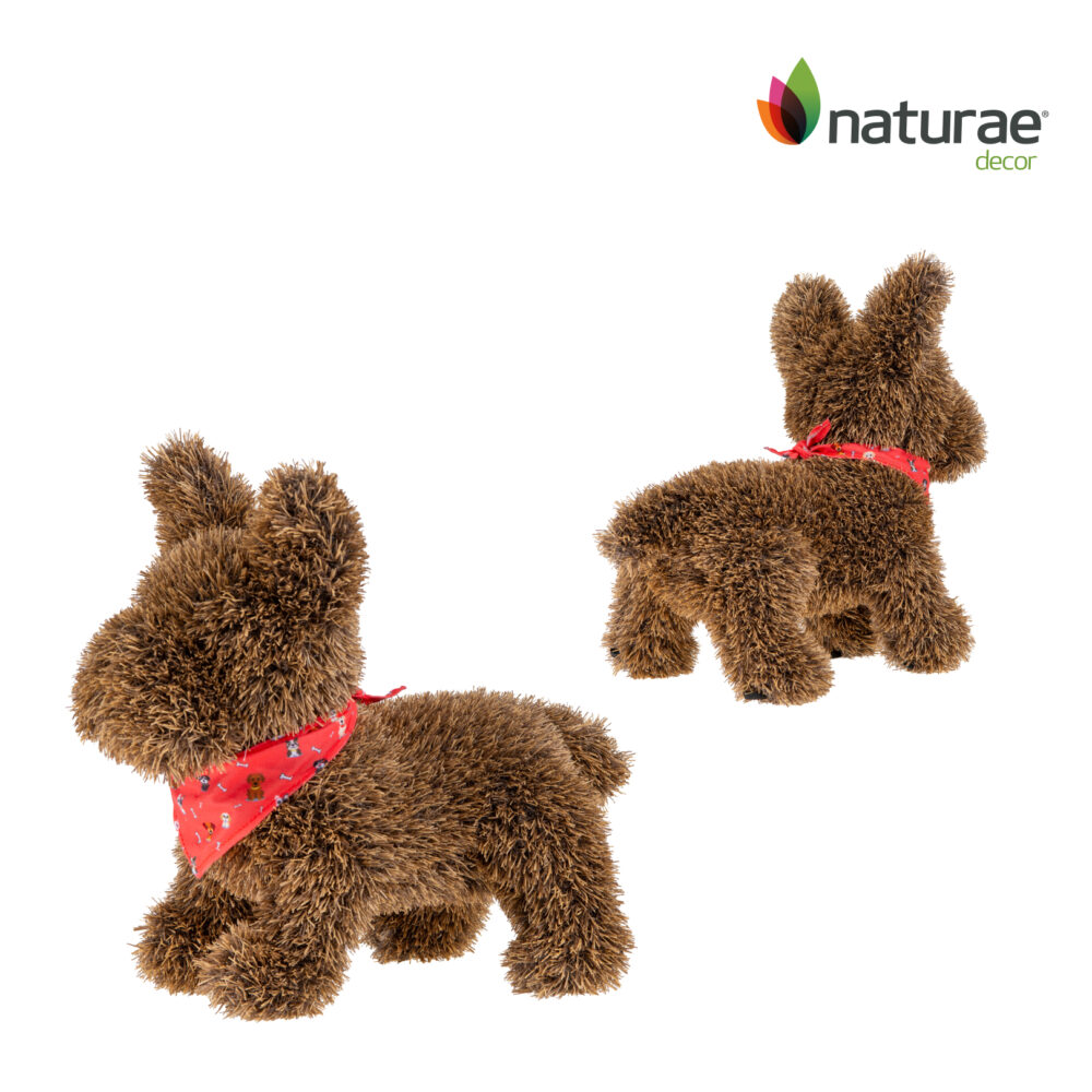 Topiaire de Jardin Naturae Decor chien frenchie avec nœud papillon - topiaire en pelouse artificielle pour jardin- 14 po – Image 4