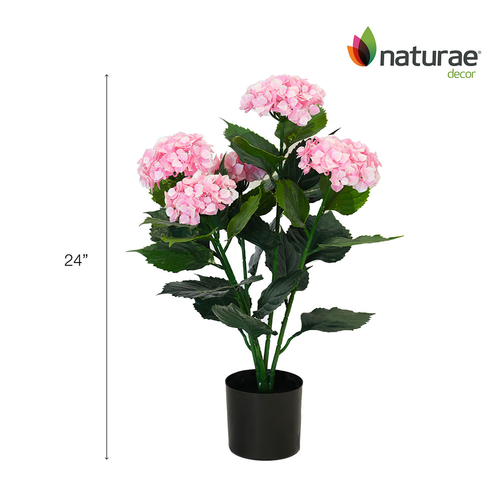 Hydrangée rose artificielle Intérieur/Extérieur 24 po – Image 3
